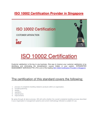 ISO Certification For Customer Satisfaction in Singapore