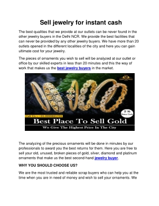 Sell Jewelry For Instant Cash