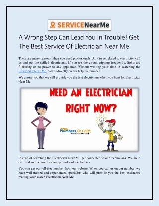 Electrician Near Me | Emergency Services 24*7