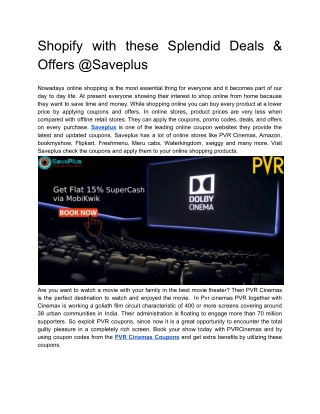 Shopify with these Splendid Deals & Offers @Saveplus