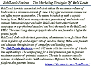 BoldLeads Reviews | The Marketing Strategies Of Bold Leads
