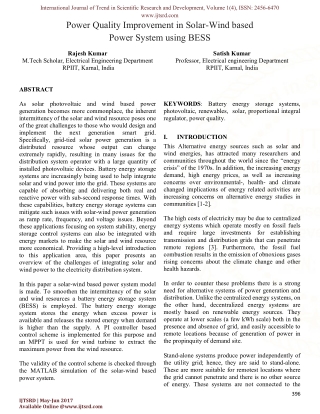 Power Quality Improvement in Solar-Wind based Power System using BESS