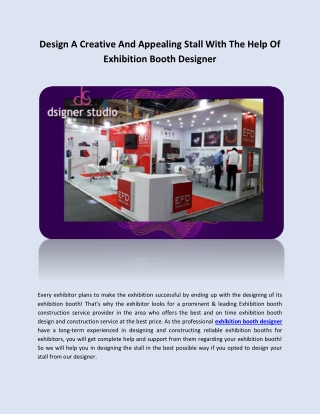 Design A Creative And Appealing Stall With The Help Of Exhibition Booth Designer