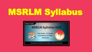 MSRLM Syllabus 2019 For 73 Cluster Coordinator & Other Posts