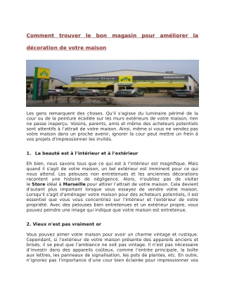Comment trouver le bon magasin pour améliorer la décoration de votre maison