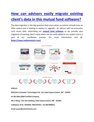 How can advisors easily migrate existing client’s data in this mutual fund software?