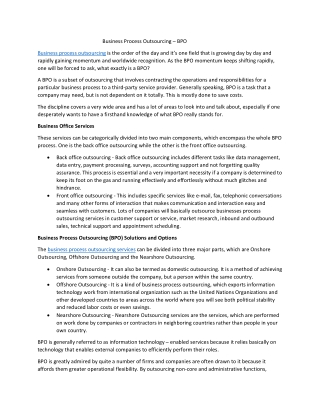 Business Process Outsourcing – BPO