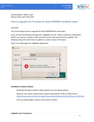 Zebra RFD8500 Firmware Update Steps | Asset Tracking software
