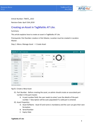 Creating an Asset| Asset Tracking Application