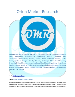 Peripheral Arterial Diseases Market Segmentation, Forecast, Market Analysis, Global Industry Size and Share to 2025