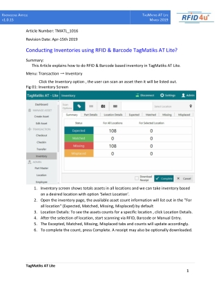 Conducting Inventories using RFID & Barcode