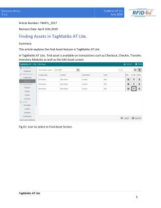 Finding Assets | TagMatiks Asset Tracking Lite software