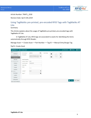 Using TagMatiks pre-printed, pre-encoded RFID Tags