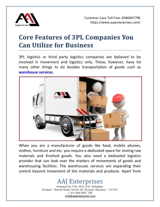 Core Features of 3PL Companies You Can Utilize for Business