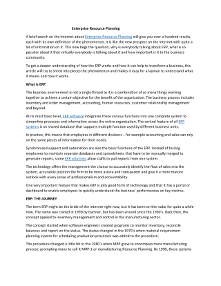 Enterprise Resource Planning Explained - Mphasis