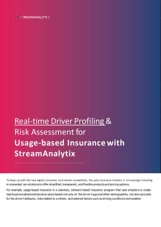 Real-Time Driver Profiling & Risk Assessment for Usage-based Insurance with StreamAnalytix