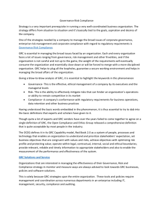 Governance Risk Compliance Explained