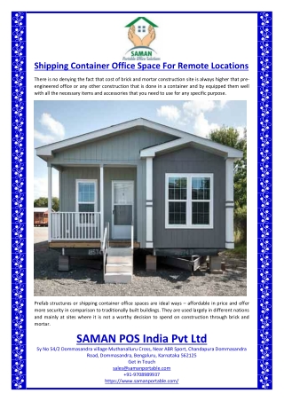 Shipping Container Office Space For Remote Locations