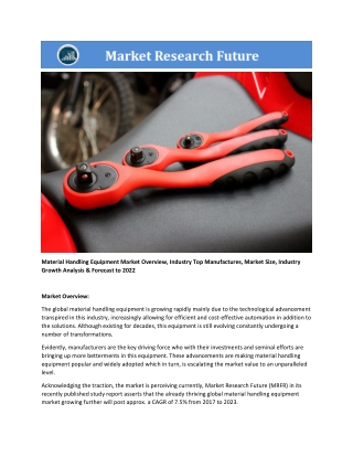 Global Material Handling Equipment Market Research Report - Forecast to 2023