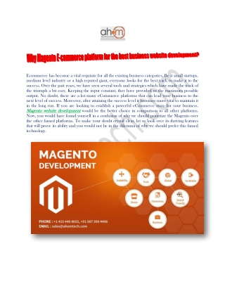 Why Magento E-commerce platform for the best business website development?