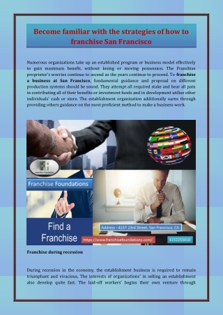 Become familiar with the strategies of how to franchise San Francisco