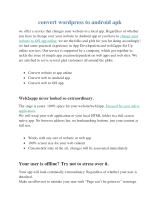 convert wordpress to android apk | web2appz
