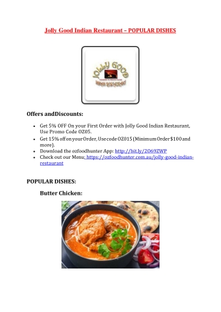 15% Off - Jolly Good Indian Restaurant-Long Jetty - Order Food Online