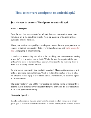 How to convert WordPress to android apk? | web2appz.com
