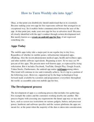 How to Turn Weebly site into App?​ | web2appz.com