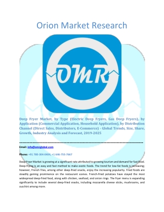 Deep Fryer Market Segmentation, Forecast, Market Analysis, Global Industry Size and Share to 2025