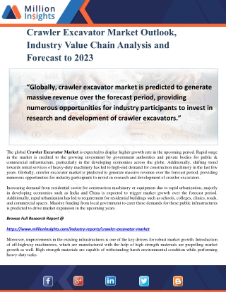 Crawler Excavator Market Outlook, Industry Value Chain Analysis and Forecast to 2023