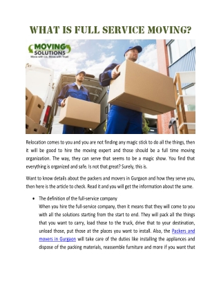 What is full service moving?