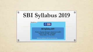 Download SBI Syllabus 2019 - Deputy Manager - Internal Audit (SO) Exam Syllabus