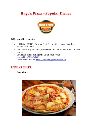 25% Off -Hugo's Pizza-City Beach - Order Food Online