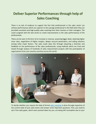 Deliver Superior Performances through help of Sales Coaching