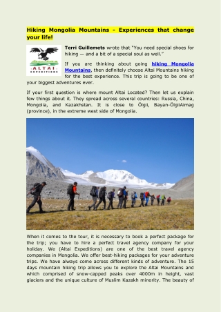Hiking Mongolia Mountains - Experiences that change your life!