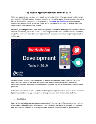 Top Mobile App Development Tools in 2019