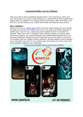 Customized Mobile Cases for all Phones