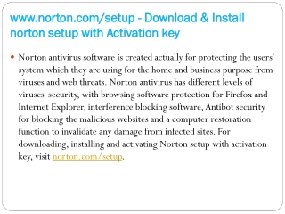www.norton.com/setup -Download & Install norton setup with Activation key