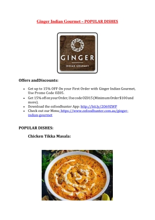 25% Off -Ginger Indian Gourmet-Oxenford - Order Food Online