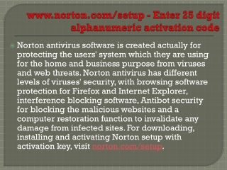 www.norton.com/setup - Enter 25 digit alphanumeric activation code