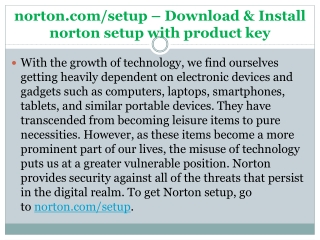norton.com/setup – Download & Install norton setup with product key