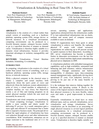 Virtualization and Scheduling in Real Time OS A Survey