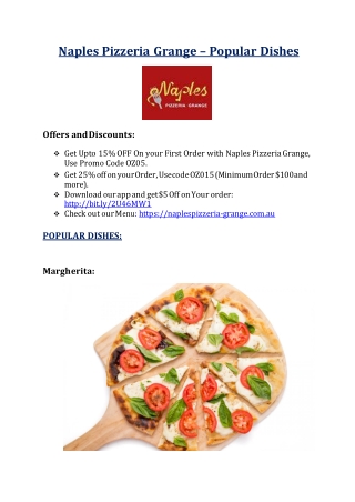 10 % off - Naples Pizzeria Grange Menu - Pizza delivery and takeaway restaurant in grange