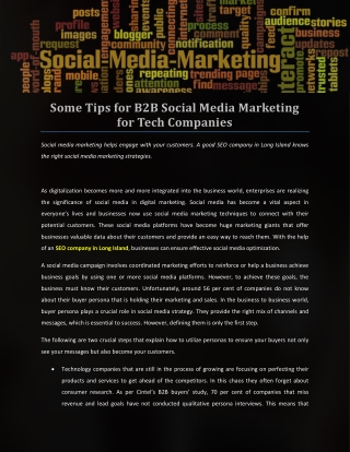 Some Tips for B2B Social Media Marketing for Tech Companies