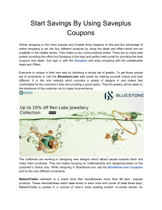 Start Savings By Using Saveplus Coupons
