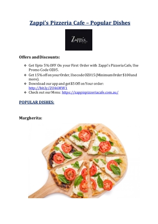 Zappi's Pizzeria Café Epping Menu – 5% off – Pizza restaurant Epping