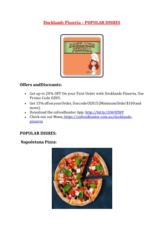 30% Off -Docklands Pizzeria-Docklands - Order Food Online