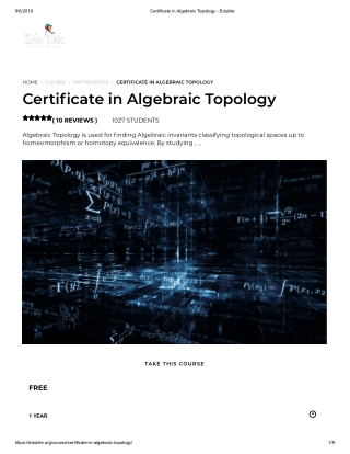 Certificate in Algebraic Topology - Edukite