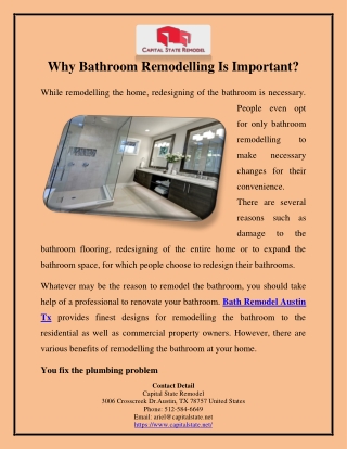 Why Bathroom Remodelling Is Important?